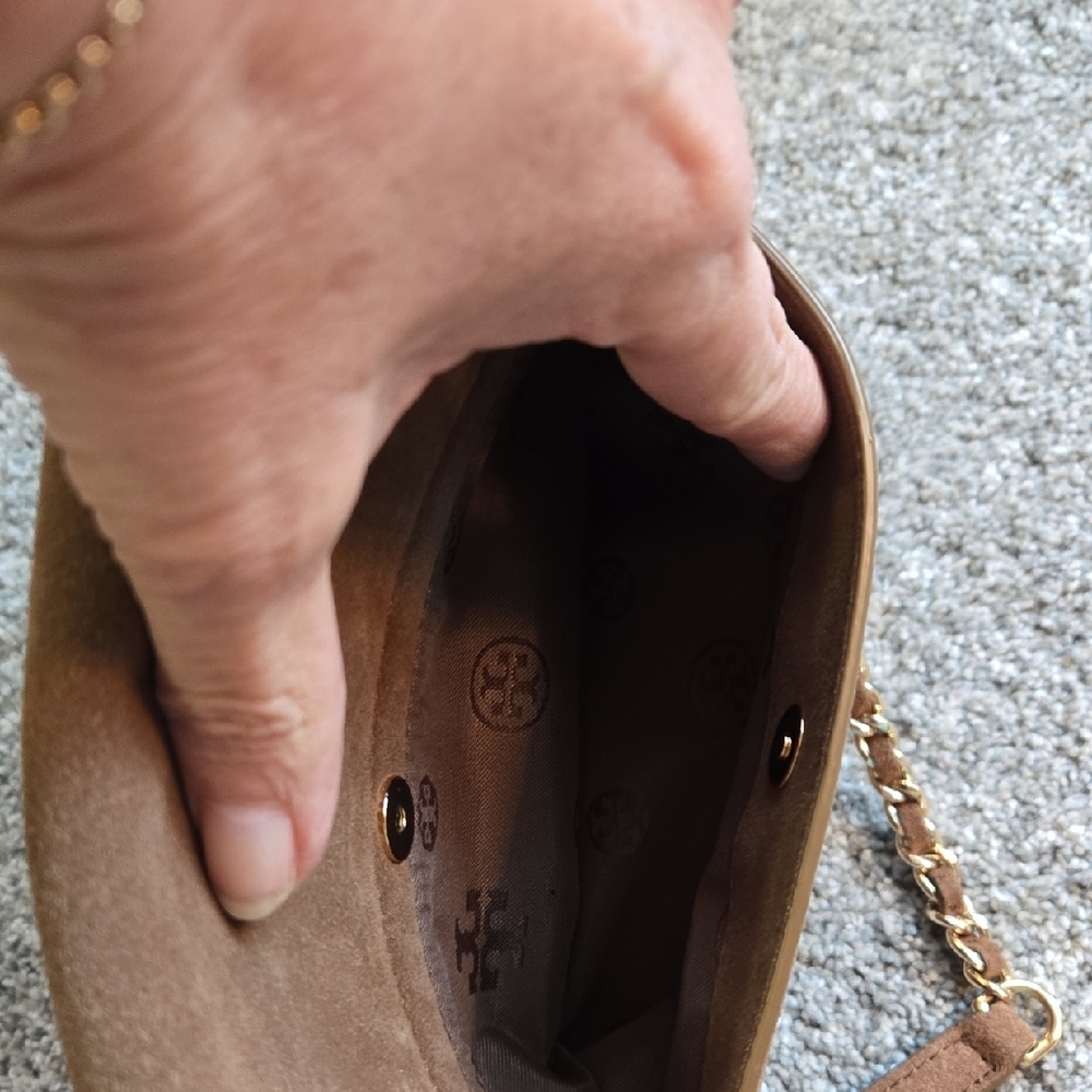 Tory Burch Brown Suede Convertable Shoulder/Crossbody Bag with Chain - Picture 9 of 9